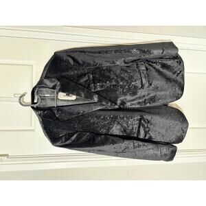 COOFANDY Suits for Men Size LG Black Velvet Embossed Floral Blazer M222